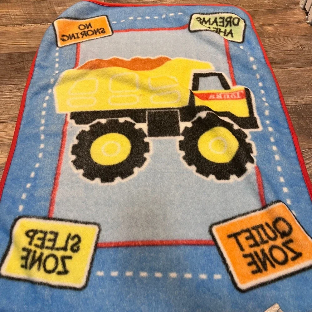Tonka Dump Truck Fleece Throw Blanket Blue Yellow Sleep Zone Kids Toddler 31x43